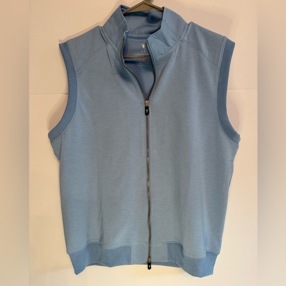 Fairway & Greene Blue Golf Vest Full Zip Performance Made in USA Men’s Medium